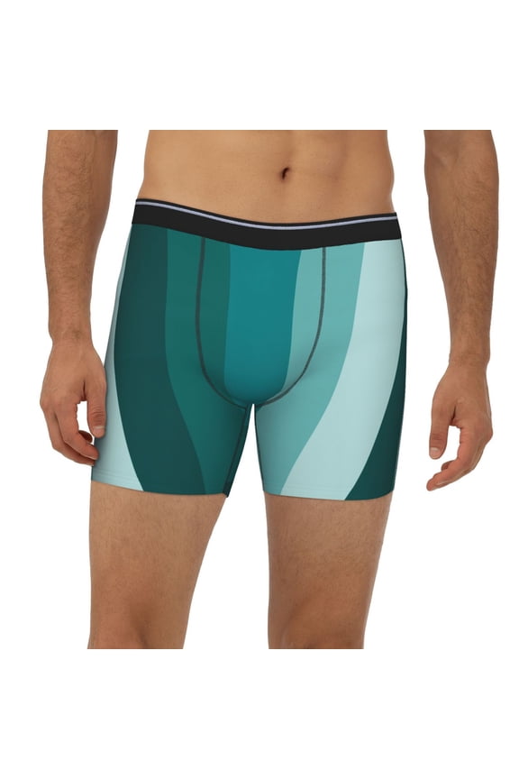 Mens Extended Length Boxer Briefs - Teal Color Underwear Boxer Briefs with Elastic Band
