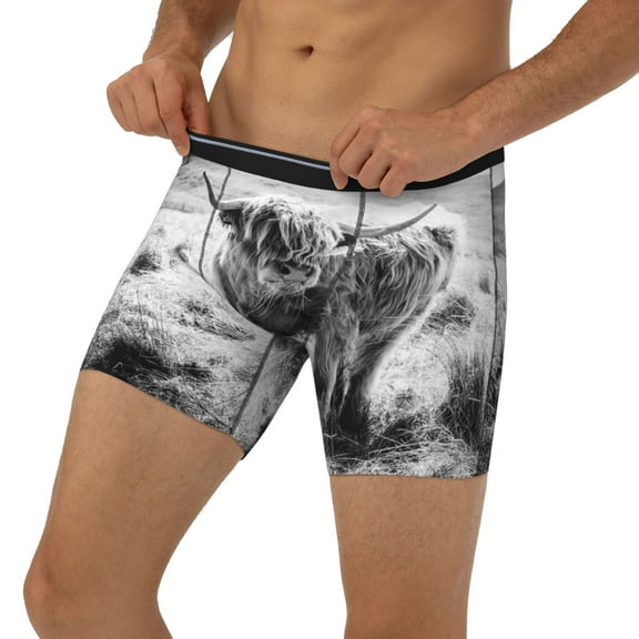 Mens Extended Length Boxer Briefs - Yak (10) Mens Underwear Boxer Briefs with Elastic Band