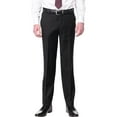 thumbnail image 1 of Mens Extra Slim Fit Solid Black Flat Front Wool Dress Pants, 1 of 2