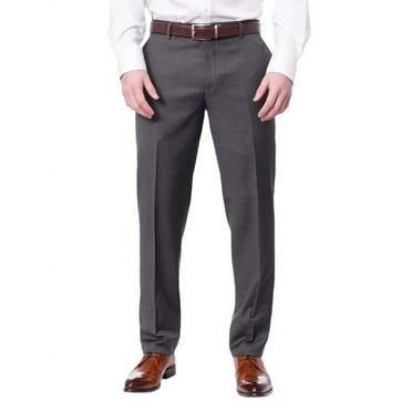 Mens Extra Slim Fit Solid Medium Gray Flat Front Wool Dress Pants