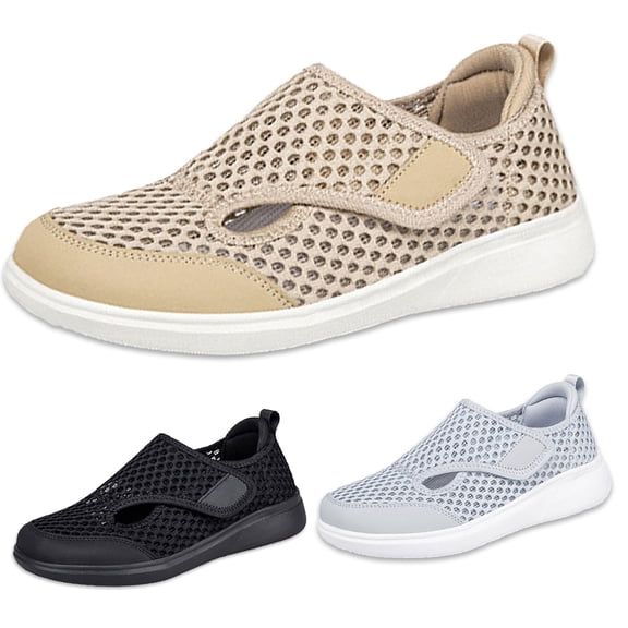 Mens Extra Wide Fit Slip On Trainers Breathable Mesh Walking Shoes for Men with Swollen Feet Orthopedic Diabetic Edema Summer Lightweight Non Slip Garden Slippers