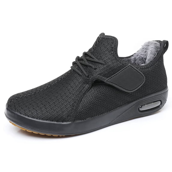 Mens Extra Wide Slip On Shoes, Breathable Knit Upper Air Cushion Sole Non Slip Casual Sneakers for Wide Feet Swollen Feet