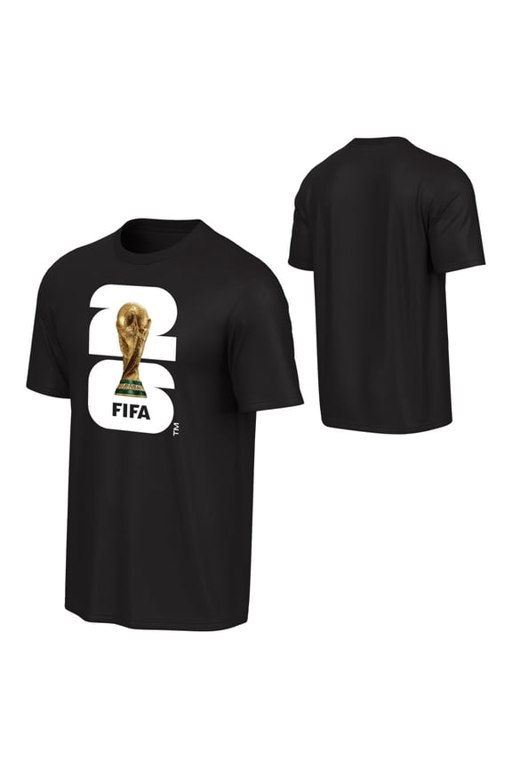 FIFA World Cup 2026 Men's Black Stacked 26' Graphic Soccer Tee