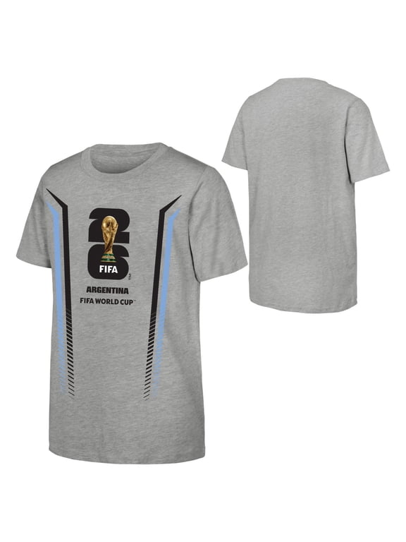 FIFA World Cup 2026 Men's Gray Stripe Argentina Soccer Graphic Tee