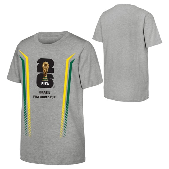 FIFA World Cup 2026 Men's Gray Stripe Brazil Soccer Graphic Tee