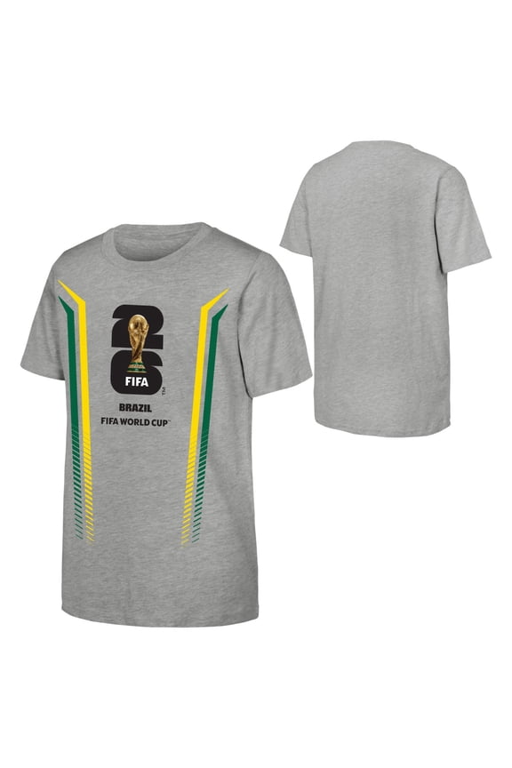 FIFA World Cup 2026 Men's Gray Stripe Brazil Soccer Graphic Tee