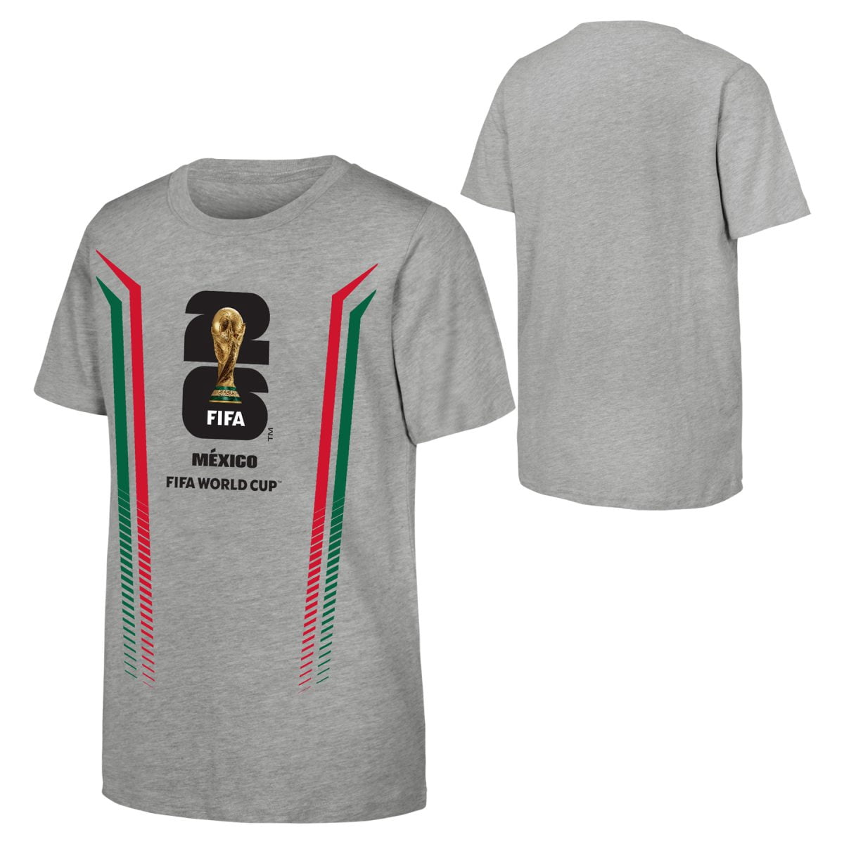 FIFA World Cup 2026 Men's Gray Stripe Mexico Soccer Graphic Tee