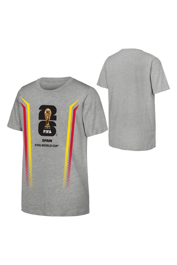 FIFA World Cup 2026 Men's Gray Stripe Spain Soccer Graphic Tee