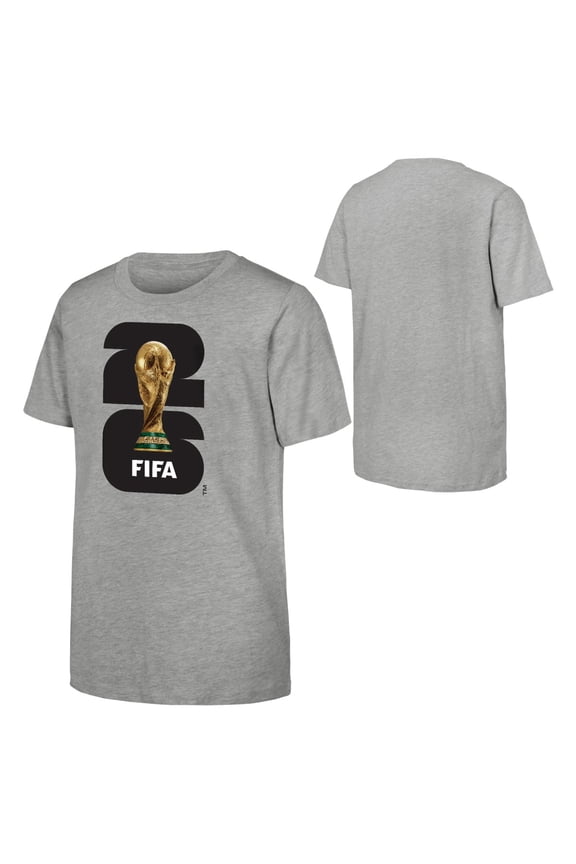 FIFA World Cup 2026 Men's Gray Stacked 26 Graphic Soccer Tee