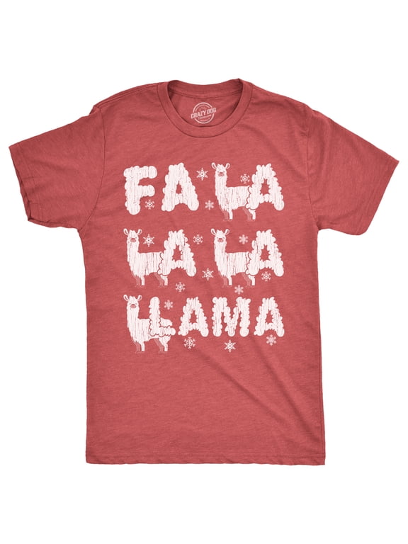 Mens Fa La La La Llama T Shirt Funny Christmas Parody Song Joke Tee for Guys Graphic Tees