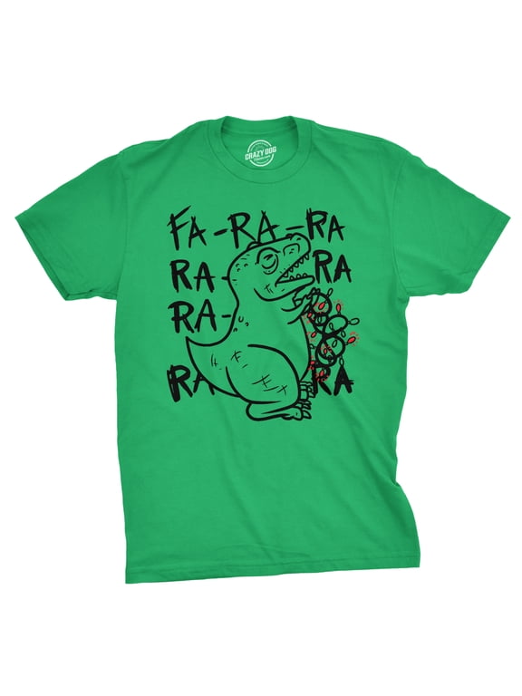 Mens Fa Ra Ra Ra Ra Trex Christmas Lights Funny Holiday Dinosaur T shirt Graphic Tees