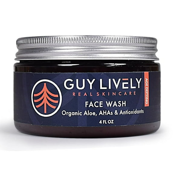 Guy Lively Anti Aging Natural Face Wash for Men Vegan Cruelty-Free Facial Cleanser, 4 fl Oz