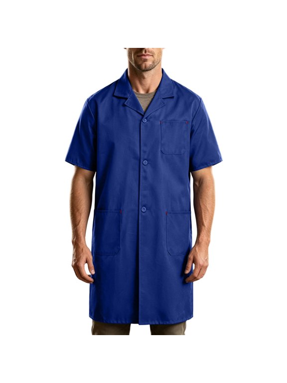 Mens Factory Uniform Lab Coat Wear-Resistant Notch Collar Mid Length Overcoat Workwear Warehouse Painter Coats