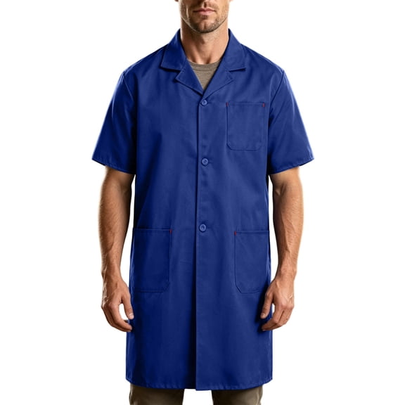 Mens Factory Uniform Lab Coat Wear-Resistant Notch Collar Mid Length Overcoat Workwear Warehouse Painter Coats