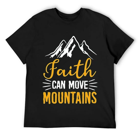 Mens Faith Can Move Mountains - Christian Bible Verse Orange Sweatshirt Black