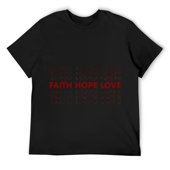 Mens Faith Hope Love Christian Religious Short Sleeve T-Shirt Black