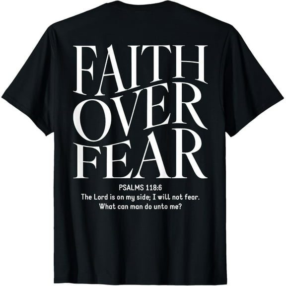 Mens Faith Over Fear Shirts Christian Short Sleeve T-Shirt