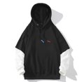 thumbnail image 1 of Mens Fake-Two-Piece Hoodies Cotton Blend Pullover Sweatshirts Long Sleeve Casual Color Block Breathable Athletic Workout Hoodie & Sweatshirt, 1 of 4