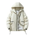 thumbnail image 1 of Mens Fall And Winter Collar Solid Color Cotton Jacket Jacket Casual Loose Zipper Double Pockets Long Sleeved Hoodless Cotton Jacket Coat, 1 of 8