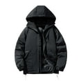 thumbnail image 1 of Mens Fall And Winter Collar Solid Color Cotton Jacket Jacket Casual Loose Zipper Double Pockets Long Sleeved Hoodless Cotton Jacket Coat, 1 of 8