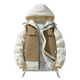 thumbnail image 1 of Mens Fall And Winter Color Collision Cotton Jacket Jacket Casual Special Paragraph Zipper Double Pockets Long Sleeved Hooded Cotton Jacket Jacket, 1 of 9