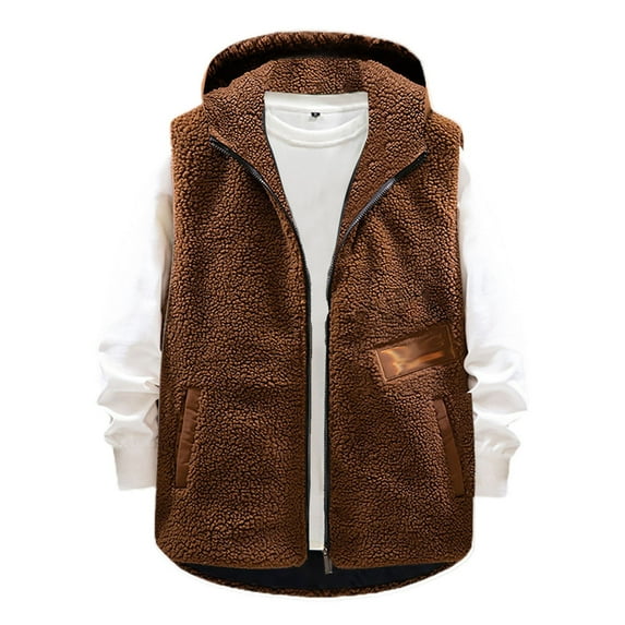 Mens Fall And Winter Padded And Thickened Vest Double Wear Lambs Wool Cotton Coat Coat Jacket Undershirt