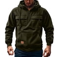 thumbnail image 1 of Mens Fall Casual Corduroy Sweatshirt Solid Color Hooded Pullover Shirt Fashion Warmth Comfy Fit Top Army Green S, 1 of 7