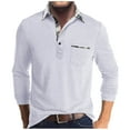 thumbnail image 1 of Mens Fall Dressy T-Shirts, Long Sleeve Shirts for Men Business Casual Vintage Solid Color Lapel Button Up Tees Tops with Pockets S-2XL, 1 of 6