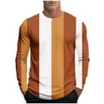 thumbnail image 1 of Mens Fall Fashion Clothes, Long Sleeve Shirts for Men Casual Big & Tall Striped Printed Crewneck Tees T Shirts S-4XL, 1 of 5