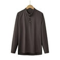 thumbnail image 1 of Mens Fall Henley Shirt Big and Tall Long Sleeve Pullover Shirts Casual Collarless T-Shirts Quarter Button Blouse, 1 of 3