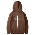 thumbnail image 1 of Mens Fall Hoodie Pullover Jesus Inspirational Religious Faith Cross Graphic Hooded Oversized Sweatshirt for Men,Brown,2XL, 1 of 5