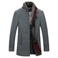 thumbnail image 1 of Mens Fall Jackets Double Collar Long Jacket Winter Warm Overcoat Peacoat with Pockets, Grey, Size L, 1 of 5