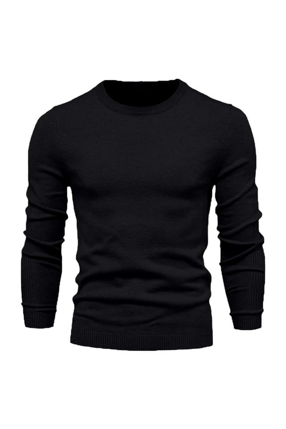 Mens Fall Knitted Sweater, Long Sleeve Pullover for Men Fashion Slimming Fit Warmth Solid Color Crewneck Basic Sweaters S-2XL