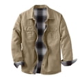 thumbnail image 1 of Mens Fall Shirt Long Sleeve Button down Trucker Jackets Construction Workwear Western Outfit Winter Coat with Pockets New Fall Outerwear for Men Khaki L, 1 of 7