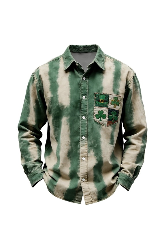 Mens Fall Shirt Stylish St Patrick'S Day Themed Print Mens Holiday Clothes,Green,S