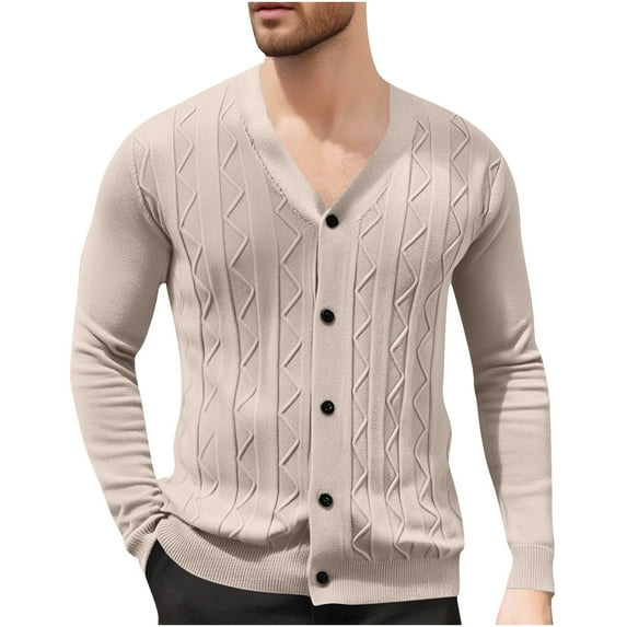 Mens Fall Sweaters, Cardigan Sweater for Men Lightweight Open Front Casual Knitted Solid Color Button Down Long Sleeve Coats XS-2XL