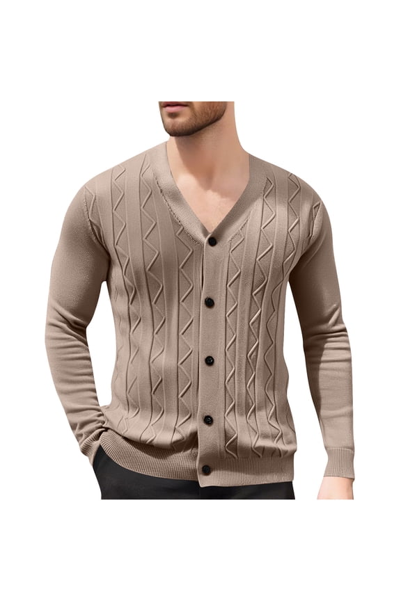 Mens Fall Sweaters, Cardigan Sweater for Men Lightweight Open Front Casual Knitted Solid Color Button Down Long Sleeve Coats XS-2XL