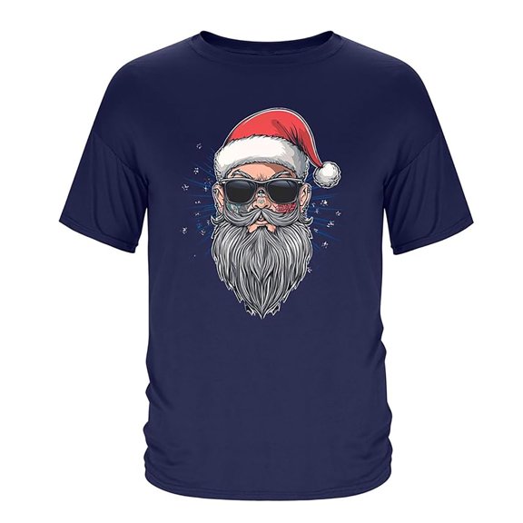 Mens Fall Sweatshirts Short Sleeve with Festive Santa Design Mens Autumn and Summer Clothes,Navy,S