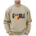 thumbnail image 1 of Mens Fall Sweatshirts Thanksgiving Printed Solid Color Crew Neck Mens Clothing,Khaki,XL, 1 of 4