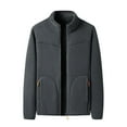 thumbnail image 1 of Mens Fall Winter Jackets Solid Color Pocket Zipper Long Sleeved Fleece Hoodless Jacket, 1 of 5