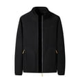 thumbnail image 1 of Mens Fall Winter Jackets Solid Color Pocket Zipper Long Sleeved Fleece Hoodless Jacket, 1 of 5
