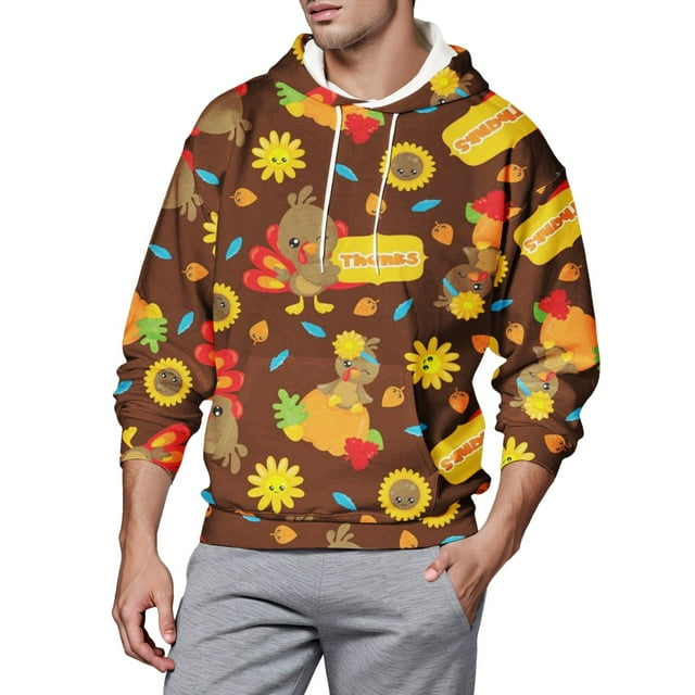 Mens Fall/Winter Thanksgiving Products Hoodie Dress for Men Festive