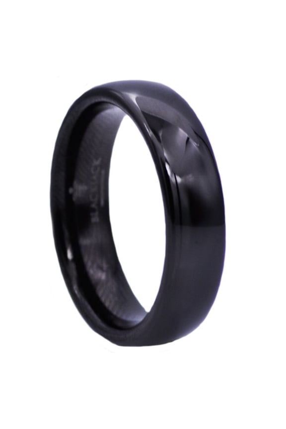 Mens Fancy Black Plated Tungsten Band Ring