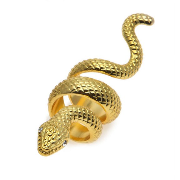 Mens Fashion Alloy Snake Ring: Exaggerated European and American Style, Electroplated, Individually Packed, Inlaid Artificial Gems