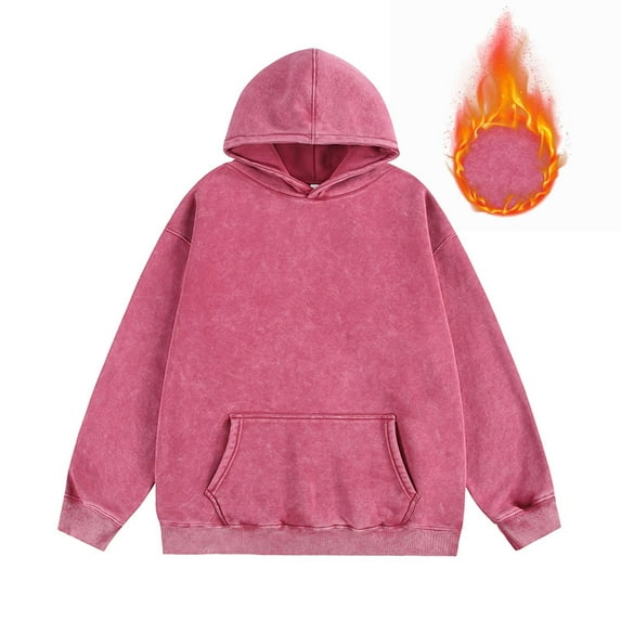 Mens Fashion Athletic Hoodies Sport Sweatshirt Solid Color Fleece Pullover Hot Pink M