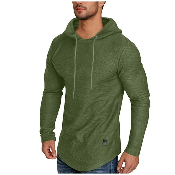 Mens Fashion Athletic Hoodies Sport Sweatshirt Solid Color Fleece Pullover