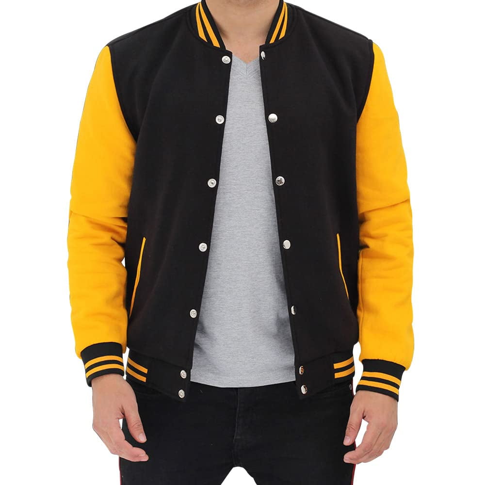 【KOOLOSET】Daily Cotton Varsity Jacket Mens Fashion Baseball Style Letterman Varsity Jacket Causal