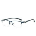 thumbnail image 1 of Mens Fashion Blue Light Blocking Half Rimless Reading Glasses 3.5, Metal Blue Spring Hinge Business Rectangle Readers +3.50, 1 of 5