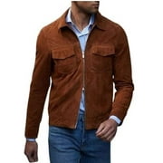 Mens Fashion Brown Suede Genuine Leather Jacket - Men Casual Wear Warm Outfit SouthBeachLeather 3X-Large