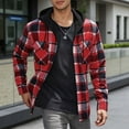 thumbnail image 1 of Mens Fashion Casual Jacquard Plaid Hood Sweatshirt with Pocket Men's inside hooded flannel shirt for outdoor activities,Red3 XXL, 1 of 5